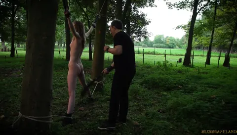 Noa Livia: Blonde Woman Bound and Face-Fucked in the Forest – photo 7 of 21