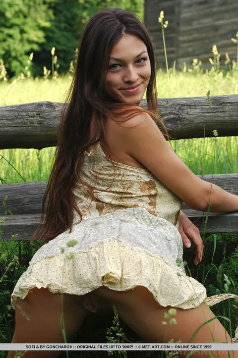 European Brunette Reveals Her Big Tits in a Forest – photo 18 of 18