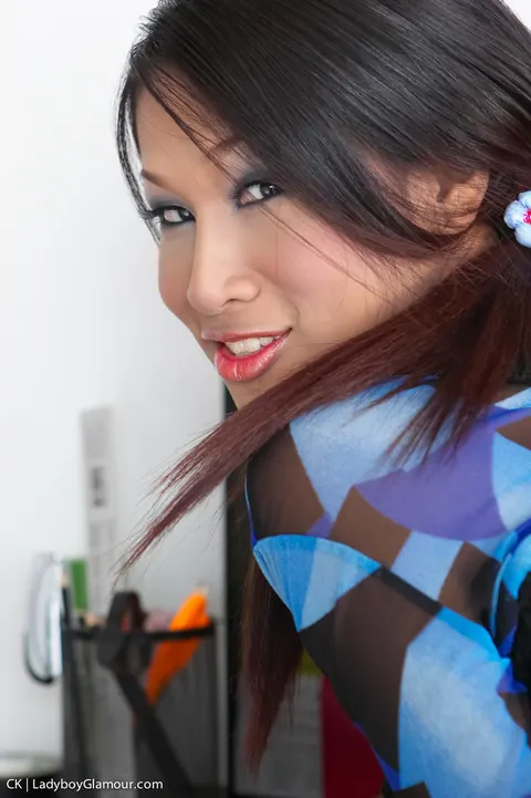 Busty Asian Trans Secretary Masturbates in the Office – photo 7 of 18