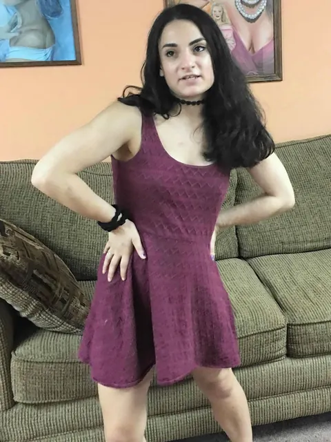Bella Ink: Petite Brunette Strips Out of Her Skirt for a Blowjob – photo 4 of 20