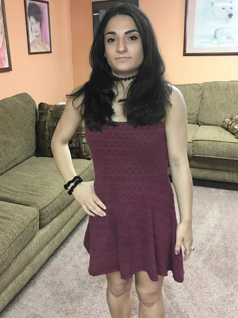 Bella Ink: Petite Brunette Strips Out of Her Skirt for a Blowjob – photo 1 of 20