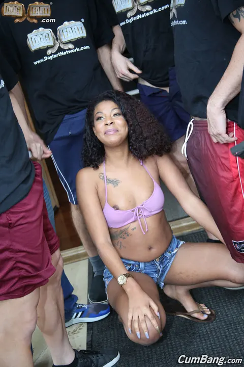 Zoey Reyes: Ebony Babe in a Bikini Sucks Multiple Cocks in Interracial Group Sex – photo 3 of 21