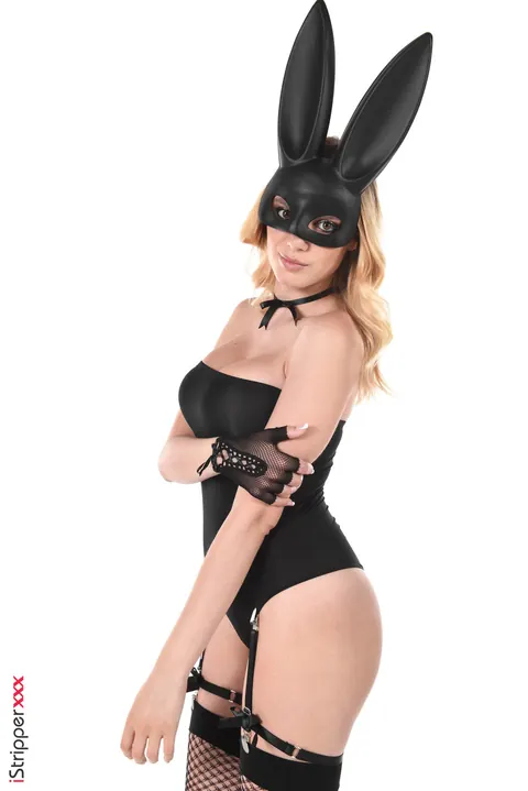 Paola Hard: Busty Blonde in Rabbit Mask Uses a Dildo and Fingers Her Ass – photo 5 of 15