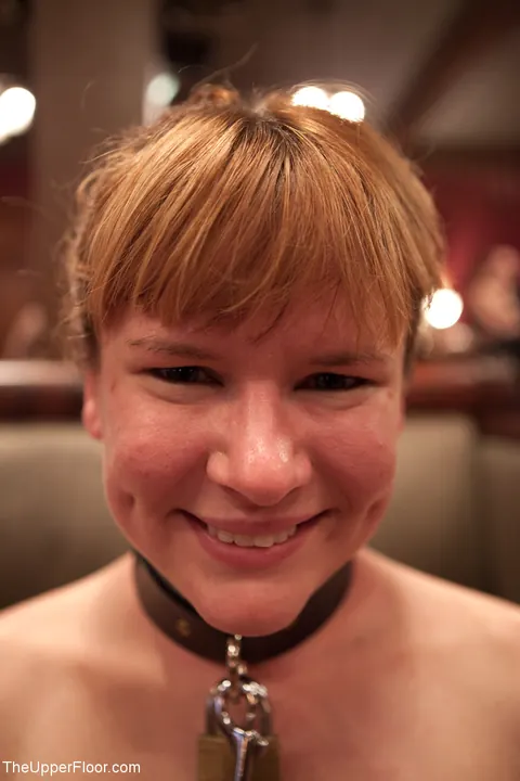 Claire Robbins: Tattooed Redhead in Public Bondage Sucks Cock and Takes a Dildo – photo 1 of 21