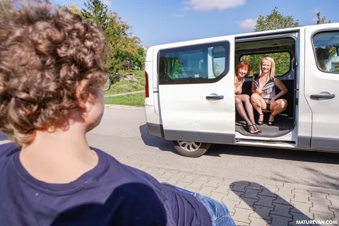 Lotty Blue: Mature Blonde Takes a Creampie in Public Threesome – photo 5 of 21