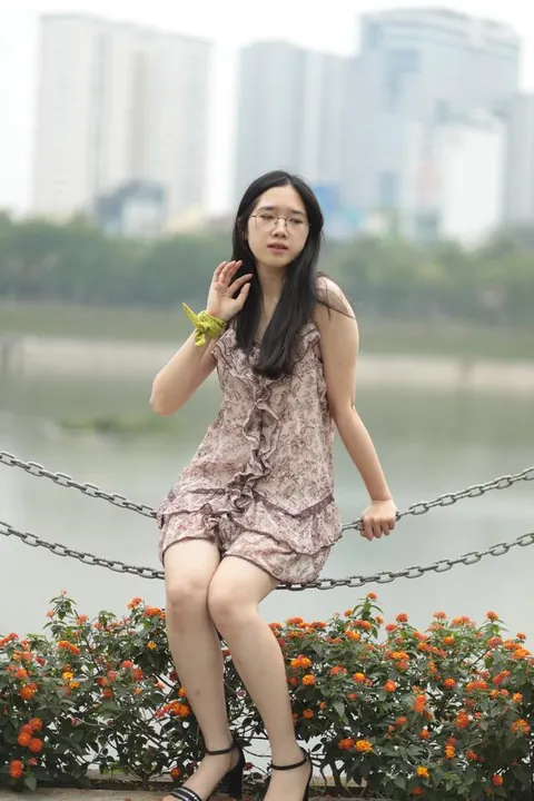 Petite Asian Woman Lifts Her Short Dress Outdoors – photo 12 of 20
