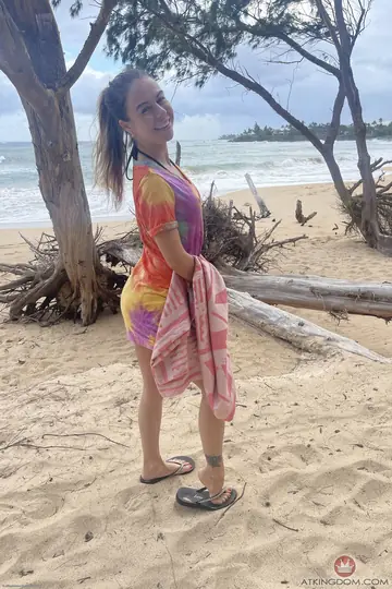 Petite Blonde Toys Her Ass with a Dildo on the Beach