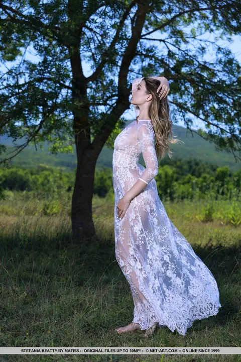 Stefania Beatty: Tall European Brunette Strips Off Her Dress and Spreads in the Forest – photo 2 of 18