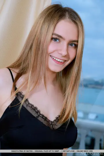 European Blonde Strips Out of Her Black Dress and Spreads