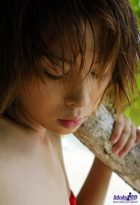 Minami Aikawa: Slim Japanese Redhead Shows Hairy Muff and Natural Tits Outdoors – photo 5 of 16