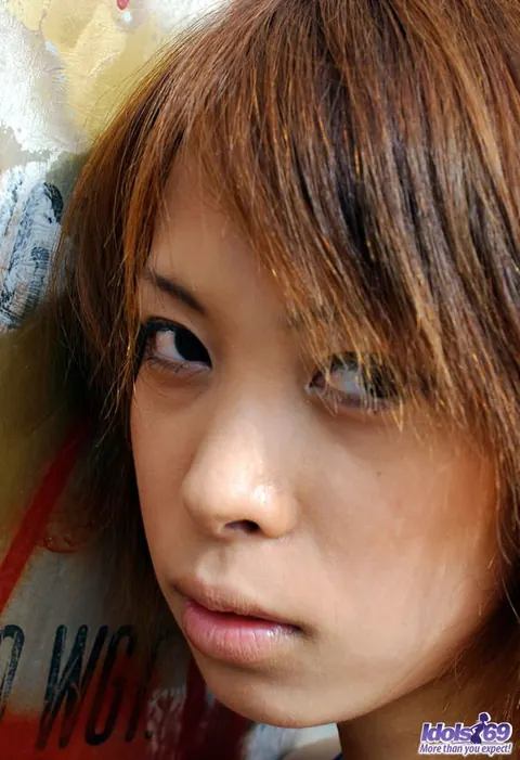 Minami Aikawa: Slim Japanese Redhead Shows Hairy Muff and Natural Tits Outdoors – photo 12 of 16