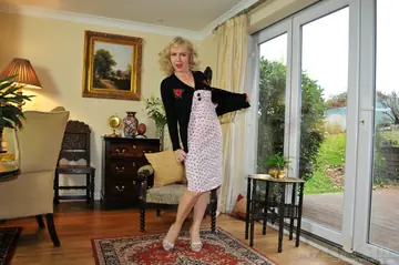 Nylon Sue – Thick Mature Blonde Strips to Retro Lingerie and Spreads