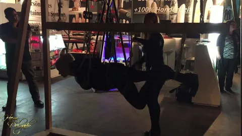 Blonde Hangs Upside Down in Rope Bondage – photo 11 of 16