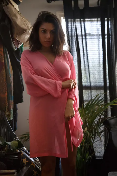 Darcie Dolce: Petite Busty Brunette Strips Out of Her Dress on the Stairs – photo 7 of 12