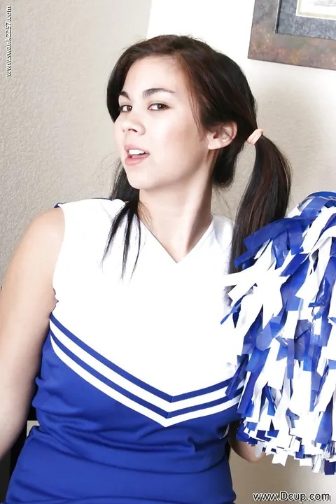 Mai Ly: Busty Asian Brunette in Pigtails Pulls Her Panties Aside – photo 1 of 16