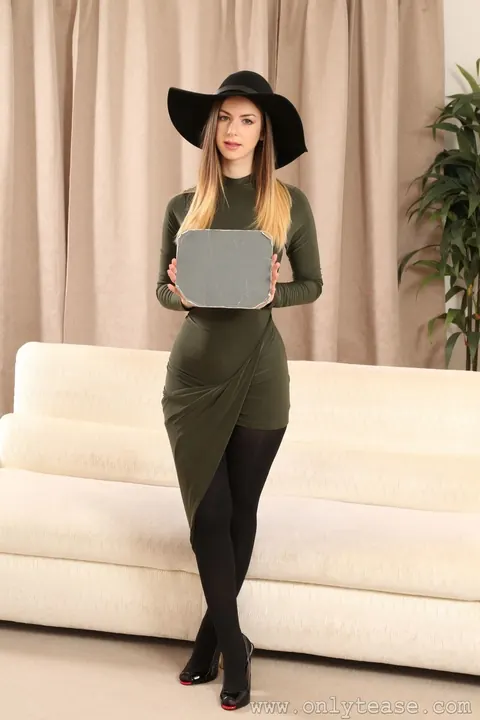 Chelsea French: Busty Blonde and Slim Brunette Tease in Stockings, Heels and Jeans – photo 1 of 20