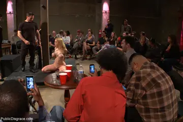 Dee Williams – Blonde MILF with Big Tits Sucks Cock in Public Bondage
