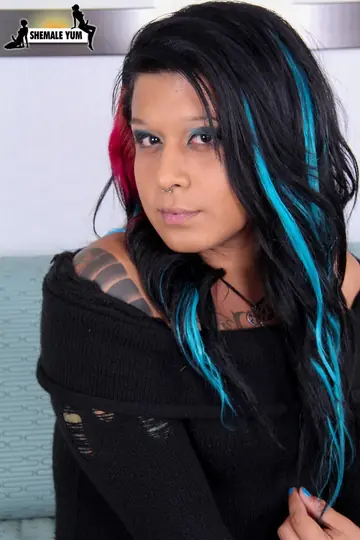 Latina Trans Woman Lifts Her Skirt and Takes a Cumshot