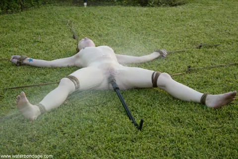 Petite Redhead MILF Bound and Spread Outdoors – photo 16 of 20
