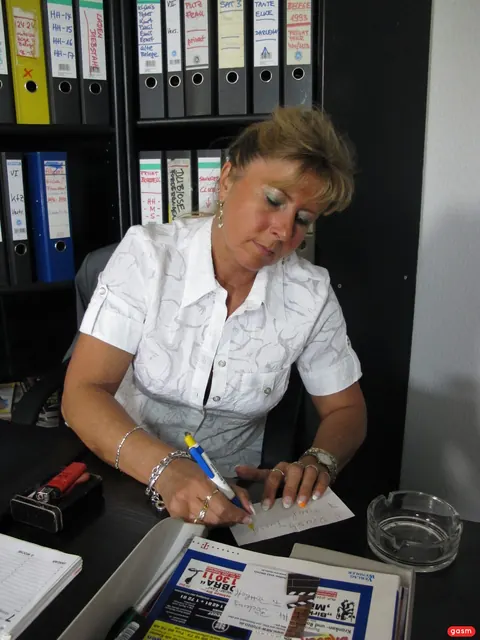 Petra Wegat: German Brunette Sucks Cock and Fucks in the Office Threesome – photo 1 of 15