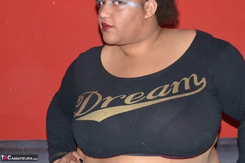 Ebony BBW with Big Tits Fingers and Spreads Her Pussy – photo 1 of 20