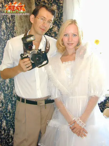 Blonde in Stockings Spreads Her Hairy Pussy for Wedding Sex