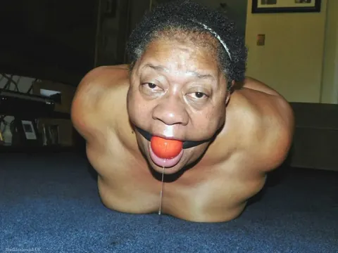 Curvy Mature Ebony Woman Endures Strict Hogtie and Ball Gag – photo 4 of 16
