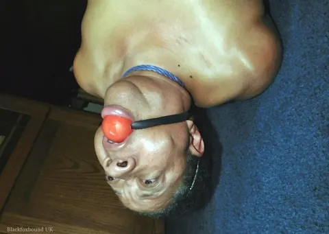 Curvy Mature Ebony Woman Endures Strict Hogtie and Ball Gag – photo 16 of 16