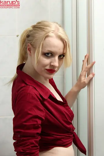 Blonde in Panties Masturbates in the Bathroom