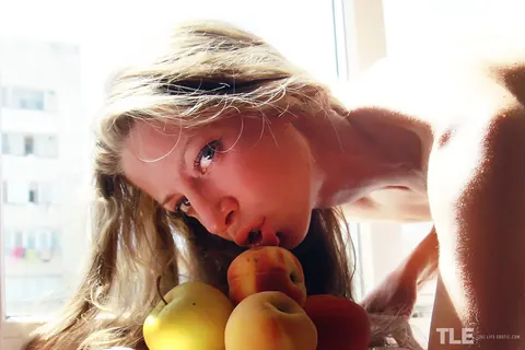 Mika A: Skinny Brunette Strips Out of Her Panties in the Kitchen – photo 8 of 16