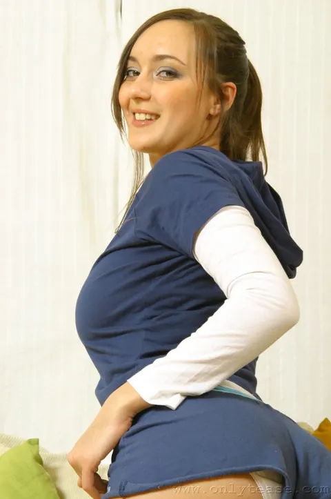 Nadia E: Tall Blonde PAWG in Stockings and Socks Strips to Panties – photo 4 of 21