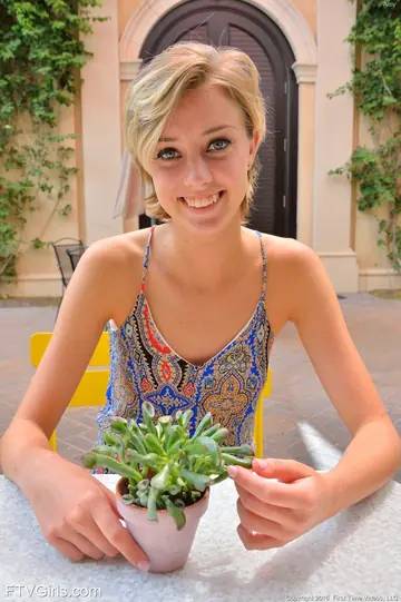 Tall Blonde Uses a Dildo on Outdoor Steps in Heels