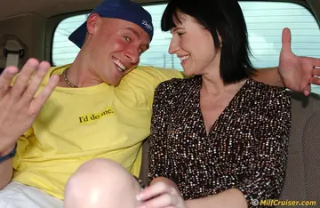 Tall Brunette MILF with Big Enhanced Tits Takes Anal and Swallows His Load