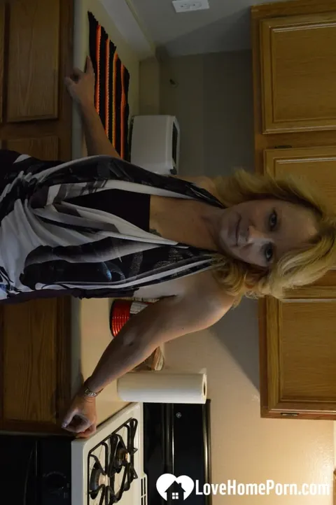 Brandie Sweet: Mature Blonde MILF Strips Naked in the Kitchen – photo 5 of 20