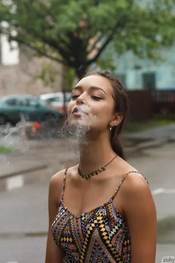 Slava – Amateur Brunette Flashes Her Tits and Ass Outdoors