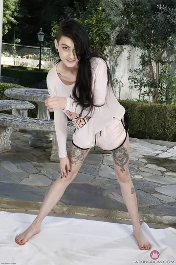 Canadian Brunette Spreads Her Hairy Pussy Outdoors