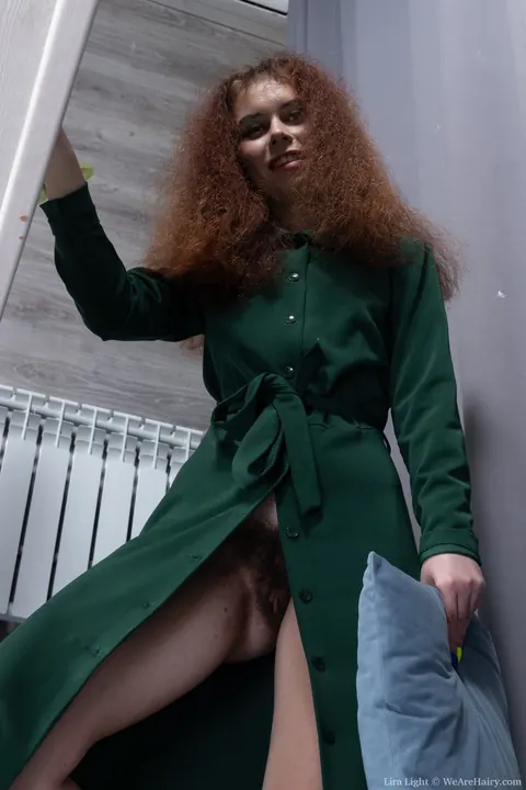 Lira Light: Slim Brunette in High Heels Fingers Her Hairy Pussy – photo 1 of 21