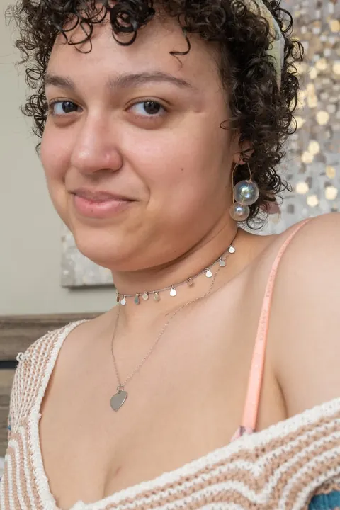Curly Australian BBW Poses Nude with Pierced Breasts – photo 5 of 21