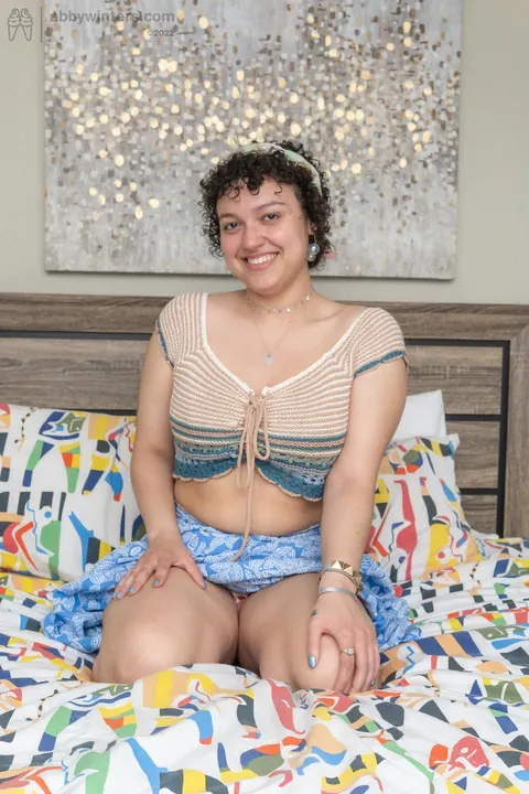 Curly Australian BBW Poses Nude with Pierced Breasts – photo 4 of 21