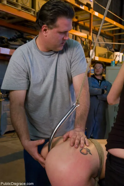 Krissy Leigh: Hairy Blonde MILF Sucks Cock in Public Bondage – photo 7 of 21