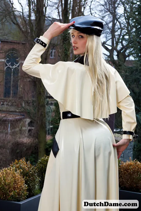 Blonde in Latex Lingerie and Stockings Outdoors – photo 14 of 16