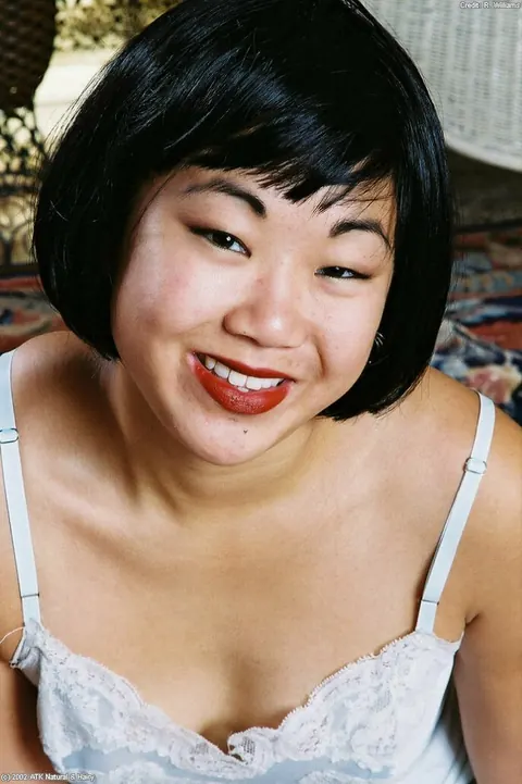Asian Brunette in Panties Pulls Them Aside and Spreads Her Hairy Pussy – photo 1 of 16