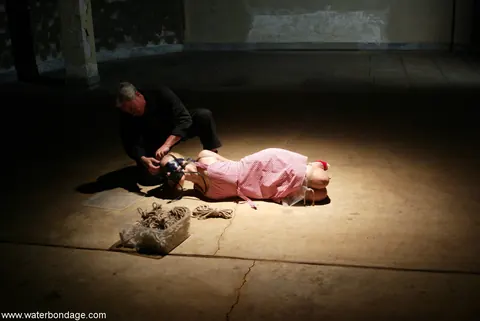 Annette Schwarz: Tall German Blonde MILF in a Dress and Heels Bound for Water Bondage – photo 10 of 21