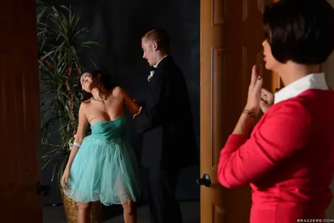Shay Fox: Busty Brunette MILF in a Skirt Takes Anal in a Threesome – photo 5 of 21