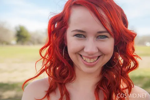 Alisyn Carliene: Redhead BBW Strips Out of Her Shorts on a Picnic Table – photo 3 of 16