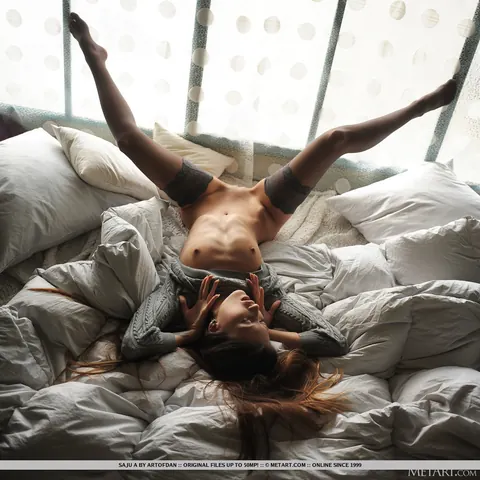 Saju A: Tall Brunette in Stockings Shows Off Her Natural Tits – photo 10 of 18
