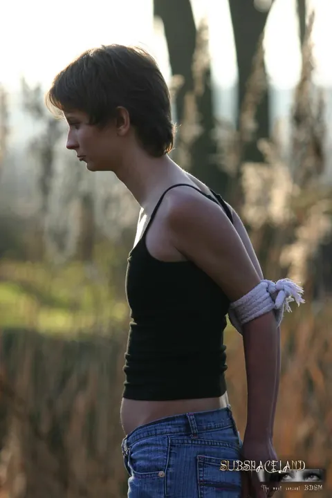 Short-Haired Woman Bound and Fucked Outdoors – photo 2 of 16