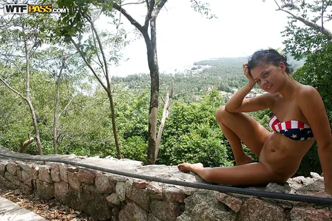 PAWG in a Bikini Pulls Top Down and Spreads Outdoors – photo 3 of 16