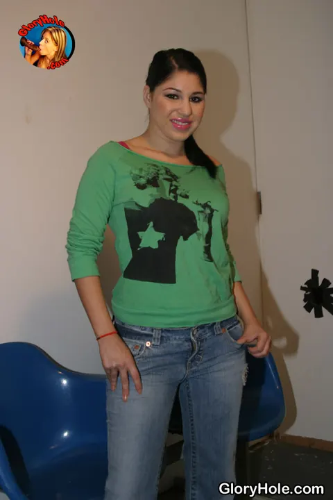 Britney Stevens: Thick Latina Undresses from Jeans for an Interracial Blowjob – photo 1 of 15