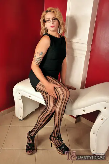 Trans Woman in a Dress and Pantyhose Takes BBC Anal